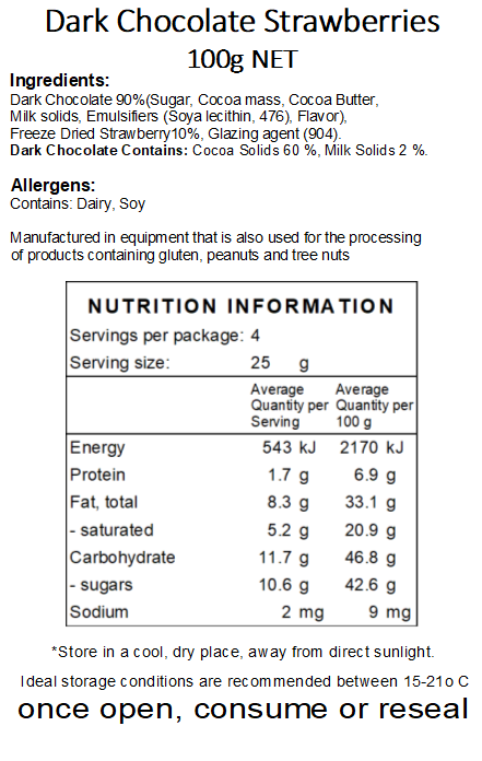 DARK Chocolate Coated Freeze Dried Strawberries