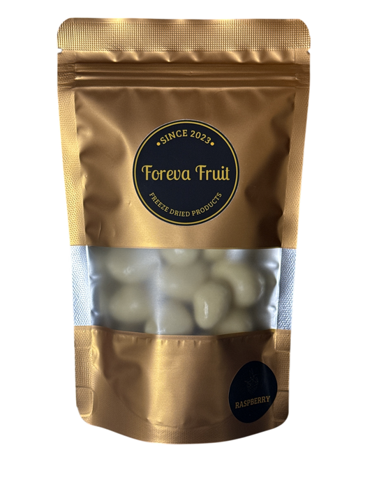 WHITE Freeze Dried Chocolate Coated Raspberries