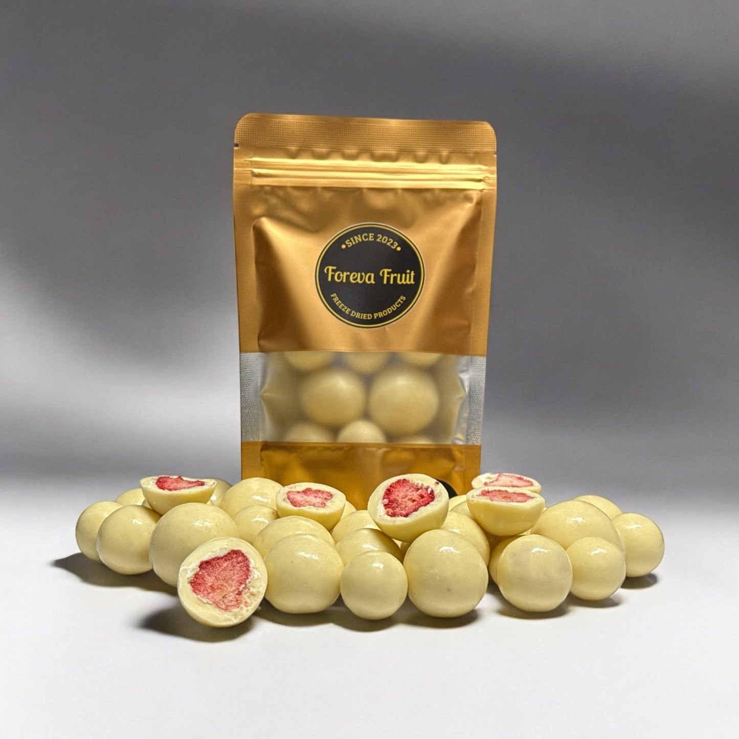 WHITE Chocolate Coated Freeze Dried Strawberries
