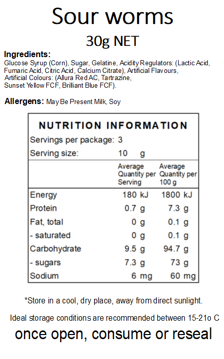 Freeze Dried Sour Worms