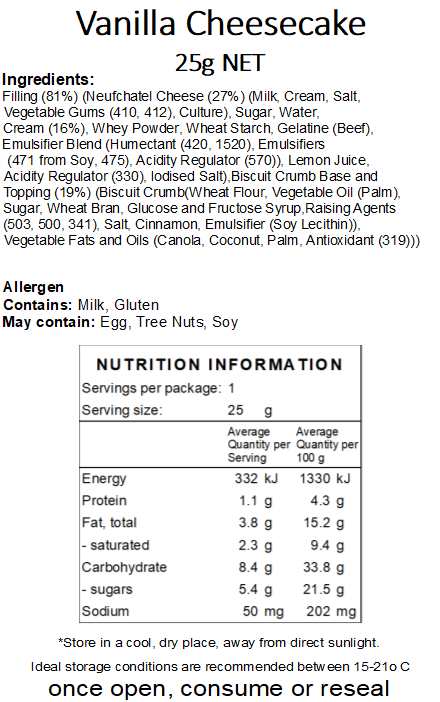 Freeze Dried Vanilla Cheesecake